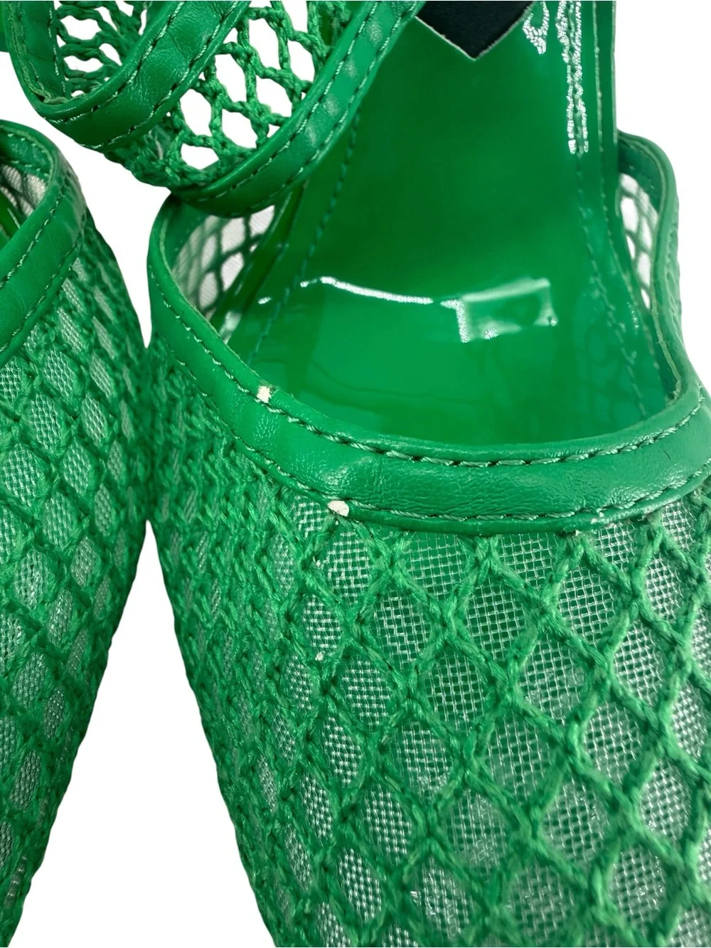 Jessica Rich Bright Green Fishnet 4” Stiletto Pointed Toe Heels NWOB EU41 US 10